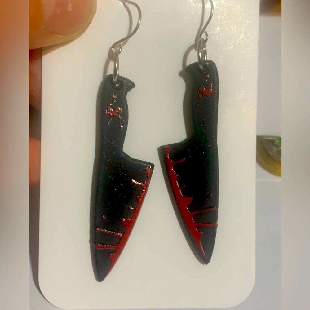NEW bloody knife earrings for holidays or for fun
